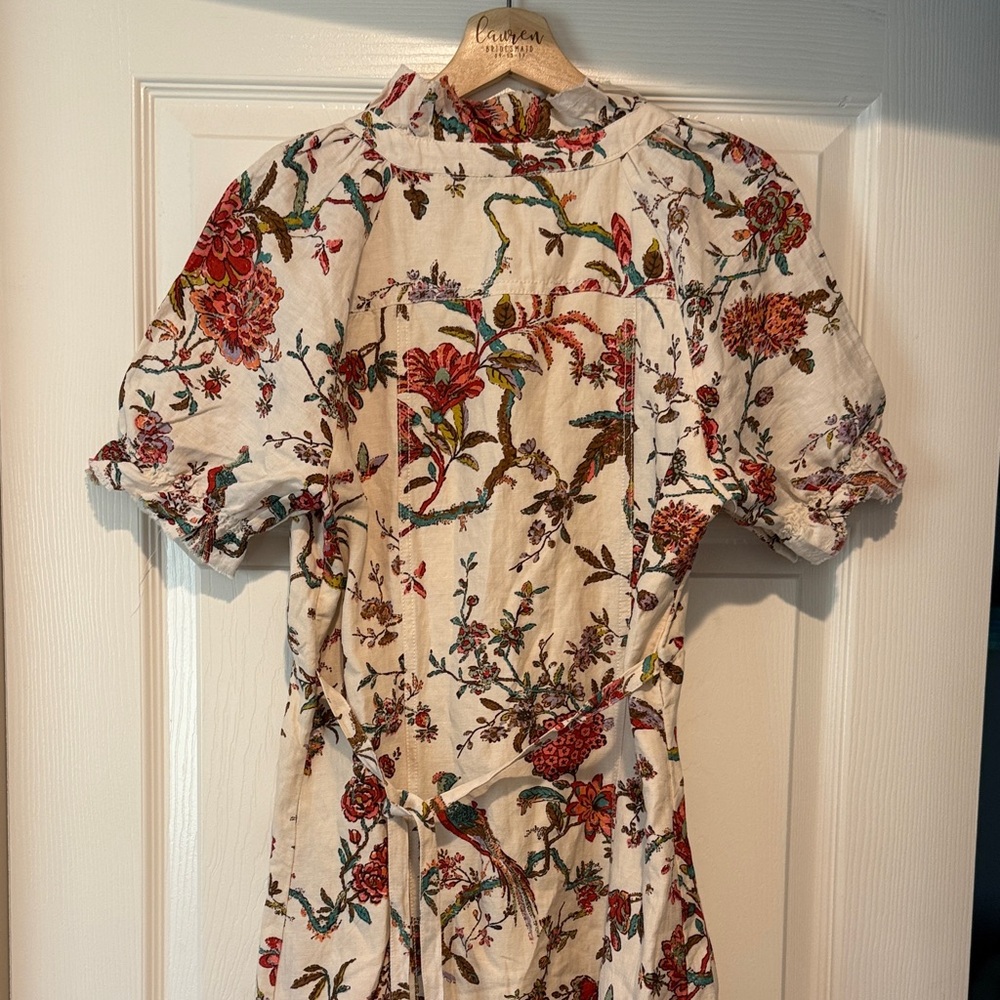 Anthropologie Cream Floral Midi Dress - Picture 13 of 14